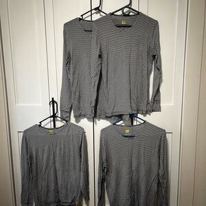 WonderWink Underscrub Bundle (4) - Navy Blue & White Stripes